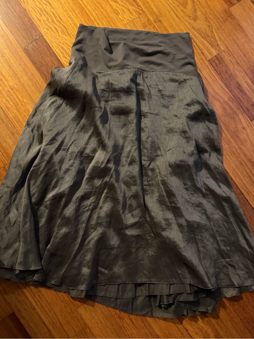 Eileen Fisher Dark Brown High-Low linen Satin Skirt - Picture 11 of 16